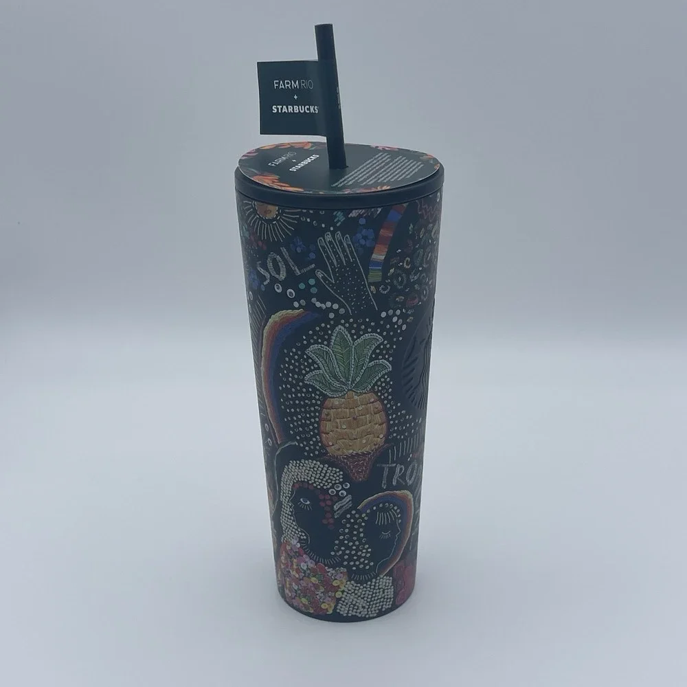 Starbucks X Farm Rio Tumbler Borogodo 24 Oz Graphic Print Colorful Stainless NEW